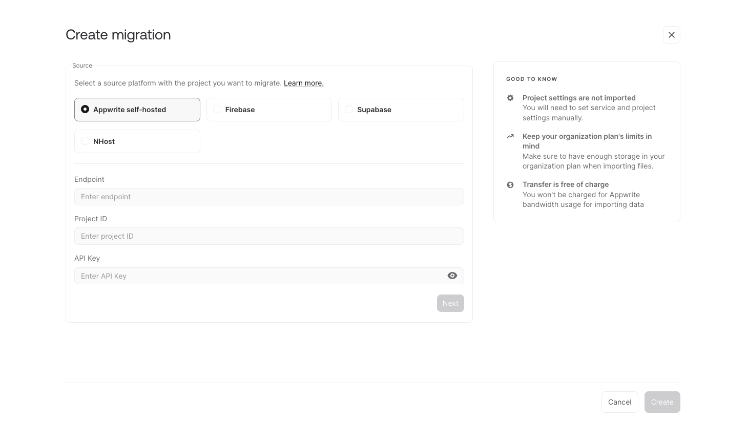 Migration source selection
